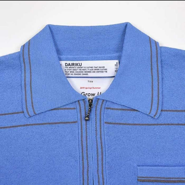 DAIRIKU  Half Zip Border Polo Knit  AQUA