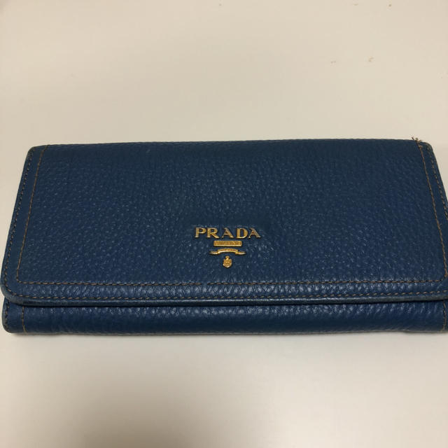 ファッション小物プラダ PRADA 長財布 青 ブルー