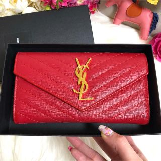 サンローラン(Saint Laurent)の❤️美品❤️SAINT LAURENT サンローラン 長財布 赤 財布 YSL(財布)