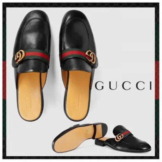 Gucci(グッチ)のGUCCI ロゴ 革靴 ウェブ付き ローファー メンズの靴/シューズ(サンダル)の商品写真