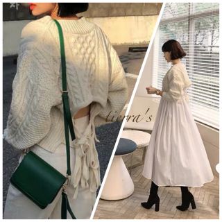 アメリヴィンテージ(Ameri VINTAGE)のimport❁︎❁︎バックシャン 背中空き ダブルリボン ケーブルニット(ニット/セーター)