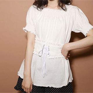 ワンアフターアナザーナイスクラップ(one after another NICE CLAUP)のコルセット付きオフショルT(Tシャツ(半袖/袖なし))