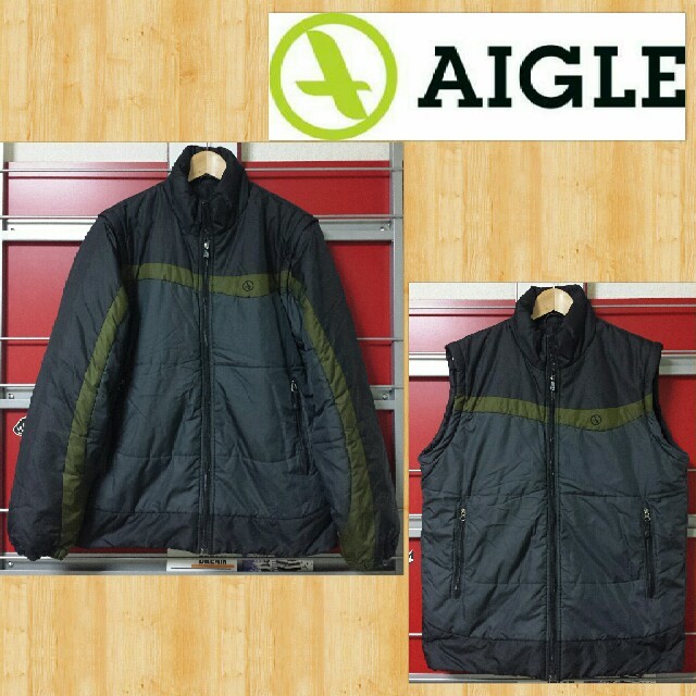 AIGLE(エーグル)のAIGLE エーグル 中綿ジャケット ベスト 2way 美品 XL メンズのジャケット/アウター(ナイロンジャケット)の商品写真