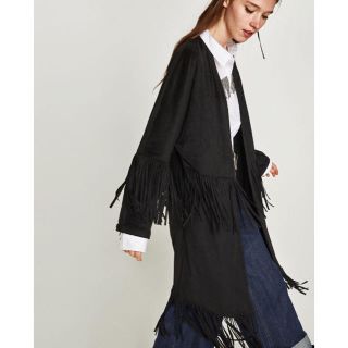 ザラ(ZARA)の【新品】ZARAスエードフリンジアウター(ガウンコート)