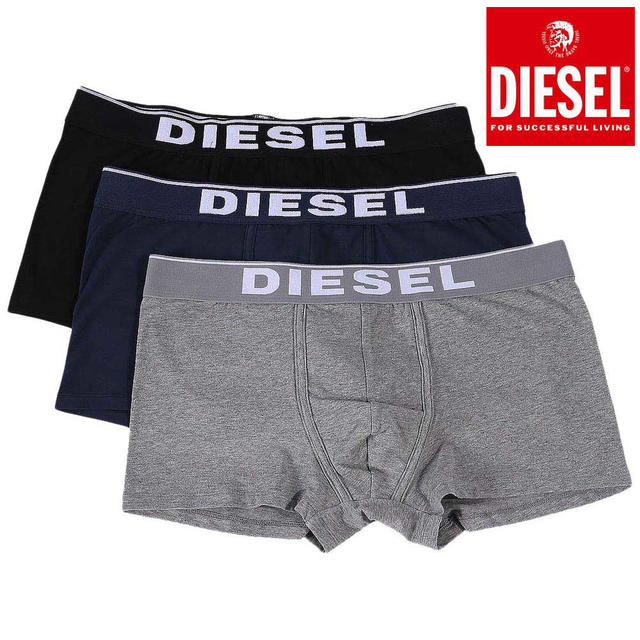 DIESEL(ディーゼル)のDiesel ボクサーパンツ3パックGrey/Blue/Black M メンズのアンダーウェア(ボクサーパンツ)の商品写真