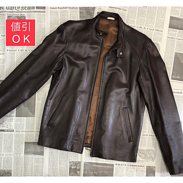Paul Smith レザー ライダース ジャケット ブルゾン L ブラウンレザー