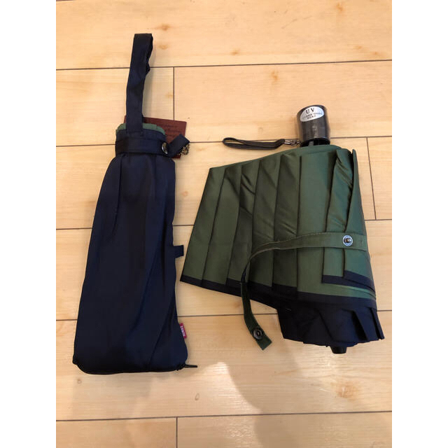 EDWIN エドウィン 晴雨兼用 二段式折りたたみ傘　ネイビー　グリーン　父の日 メンズのファッション小物(傘)の商品写真