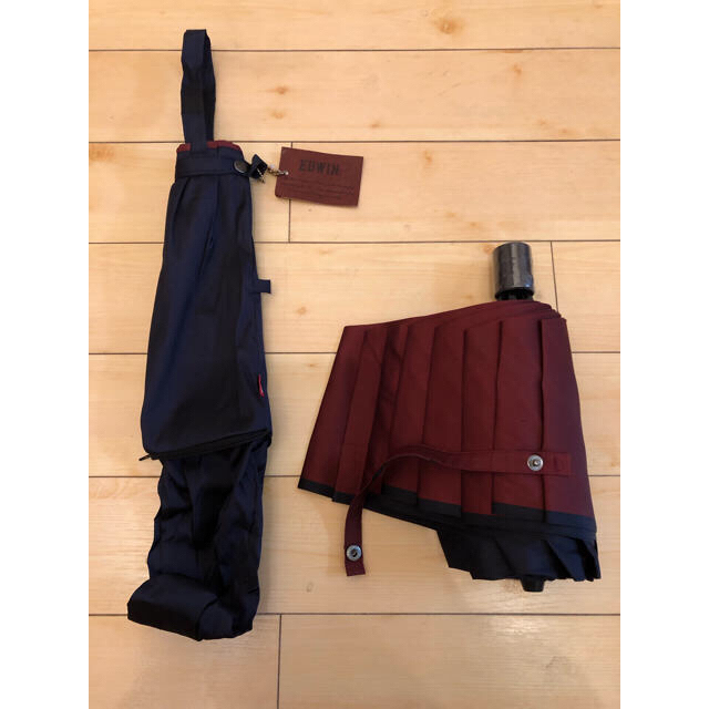 EDWIN エドウィン 晴雨兼用 二段式折りたたみ傘　ネイビー　レッド　父の日 メンズのファッション小物(傘)の商品写真