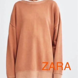 ザラ(ZARA)の新品◎ZARA オーバーサイズ ユーズド加工 ロング丈スウェットトレーナー(トレーナー/スウェット)