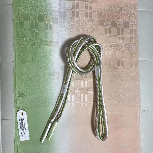 新品 渡敬 帯締め& 渡敬 帯揚げ セット 丹後ちりめん 市松模様 ➕正倉