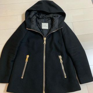 モンクレール(MONCLER)のモンクレール レディース ARBU 正規品 黒 ウールコート ダウン 1(ダウンコート)