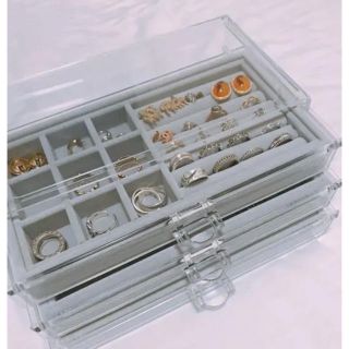 ムジルシリョウヒン(MUJI (無印良品))のアクセサリー収納▼透明 ベロア グレー(ケース/ボックス)