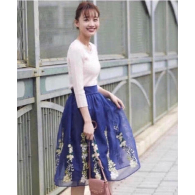 tocco(トッコ)のtocco closet オーガンジー 花柄 刺繍 スカート♡ レディースのスカート(ひざ丈スカート)の商品写真
