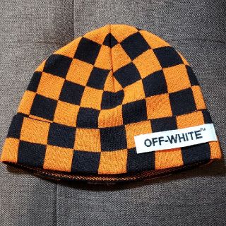 オフホワイト(OFF-WHITE)のOff-White チェッカーフラッグ ニット帽(ニット帽/ビーニー)