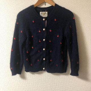 MUVEIL ミュベール りんごビジュー カーディガン 38 ボーダー