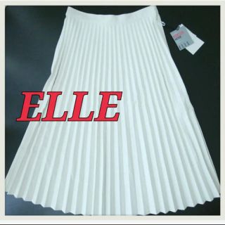 エル(ELLE)のELLE エル レザープリーツスカート 新品 未使用(ひざ丈スカート)