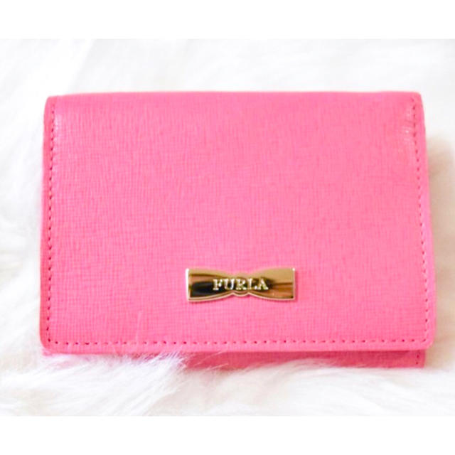 ファッション小物値下げ FURLA リボン 三つ折り財布 ピンク - 財布