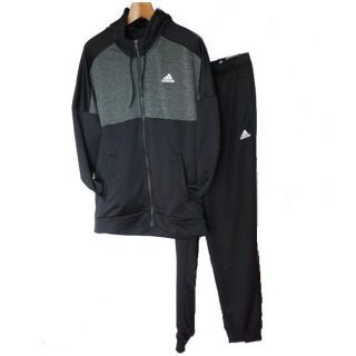 アディダス(adidas)の大きいサイズ新品2XO★アディダス黒×灰ジャージ上下セット定価10789円(その他)