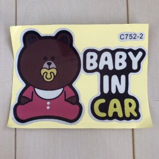 新品未使用 baby in car ステッカー ピンク(車外アクセサリ)