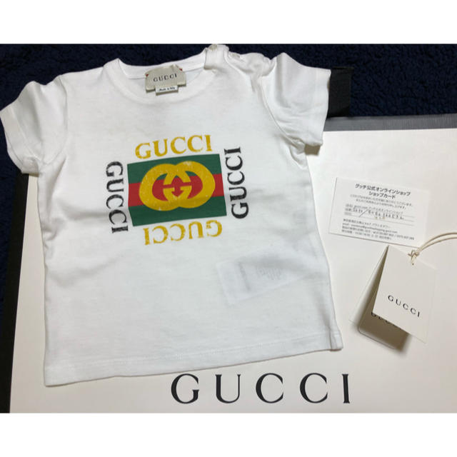 Gucci(グッチ)の【美品】GUCCI グッチ ロゴ プリント 半袖Tシャツ 12M キッズ/ベビー/マタニティのベビー服(~85cm)(Ｔシャツ)の商品写真