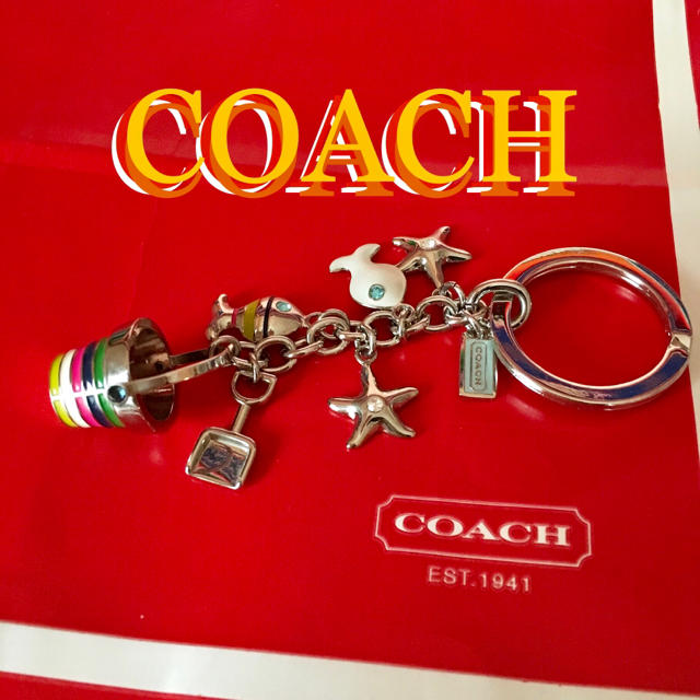 COACH コーチ US限定ビーチストーンチャームキーホルダー 保存袋付き１点物