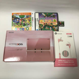 ニンテンドー3DS(ニンテンドー3DS)の任天堂3DSセット★イヤホン、どうぶつの森、マリオソフト付き！(携帯用ゲームソフト)