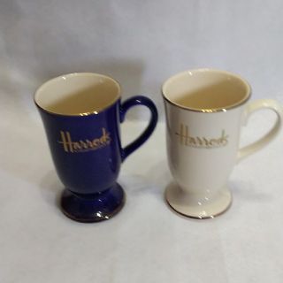 ハロッズ(Harrods)のHarrods ハロッズ トールマグカップ ネイビー&アイボリーセット(グラス/カップ)