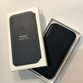 アップル(Apple)のiPhoneX 純正ケース Leather Folio ミッドナイトブルー(iPhoneケース)