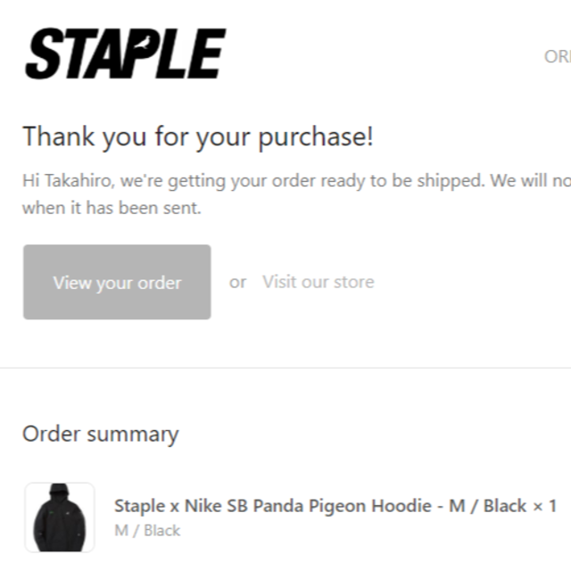 staple(ステイプル)のStaple Nike Panda Pigeon Hoodie パーカー M メンズのトップス(パーカー)の商品写真