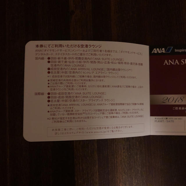 ANA(全日本空輸)(エーエヌエー(ゼンニッポンクウユ))のANA Suite Lounge ご利用券 6枚綴り チケットの施設利用券(その他)の商品写真