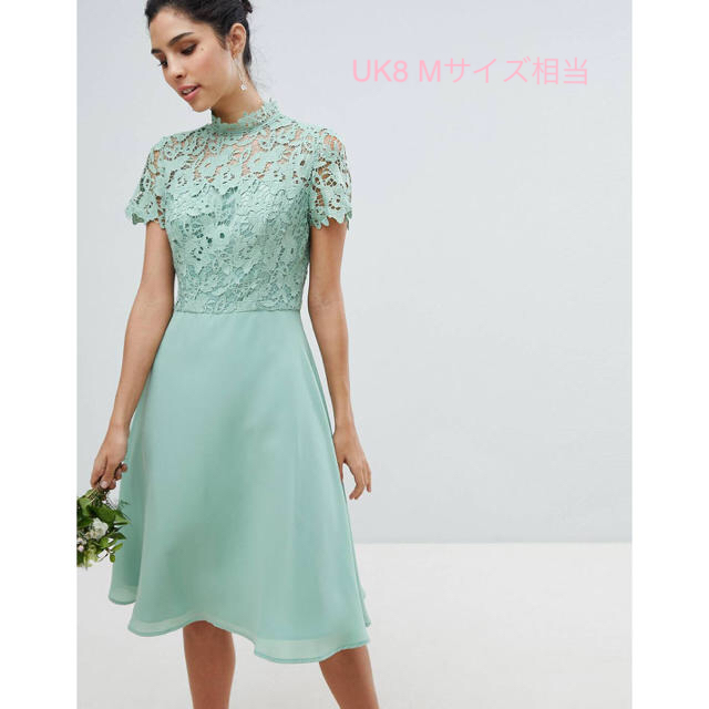 Chi Chi London(チチロンドン)の新品♡ChiChiLondon クロシェットレースドレス グリーン レディースのフォーマル/ドレス(ミディアムドレス)の商品写真