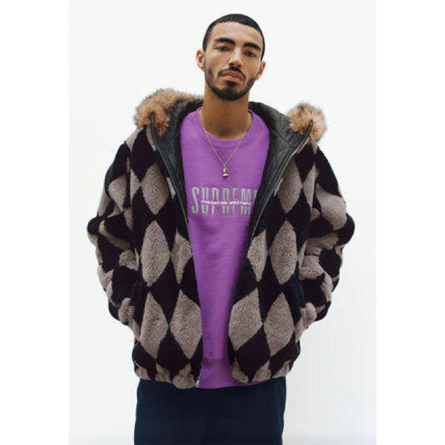 L Supreme Diamond Faux Fur Jacket