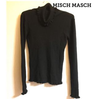 ミッシュマッシュ(MISCH MASCH)のMISCH MASCH♡ リブニットフリルタートル 黒(ニット/セーター)