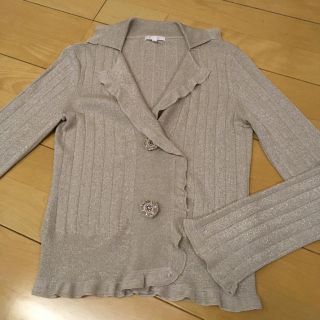 トゥービーシック(TO BE CHIC)のトゥービーシック ベージュラメニットジャケット(カーディガン)