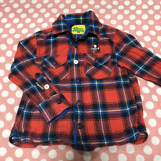 ランドリー(LAUNDRY)の美品 LAUNDRY ランドリー SS 90-100 赤チェック ネルシャツ(Tシャツ/カットソー)