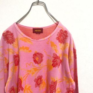 ケンゾー(KENZO)の【90s】KENZO 薔薇 総柄 ロンT メンズ M 長袖 カットソー 古着(Tシャツ/カットソー(七分/長袖))