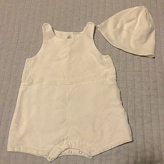 プチバトー(PETIT BATEAU)のプチバトーサロペット&帽子セット(その他)