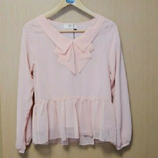 アルピーエス(rps)の訳あり☆未使用☆たたみ衿ドット柄シフォンペプラムブラウス(シャツ/ブラウス(長袖/七分))