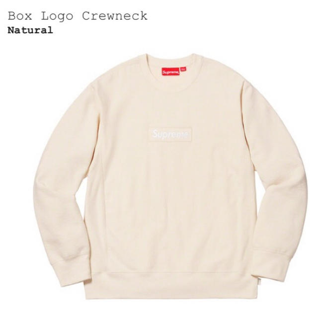 supreme box logo crewneck natural s 18aw