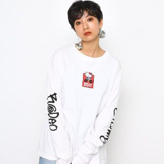 ロデオクラウンズ(RODEO CROWNS)の売約済み HELLO KITTY ストリートロングTシャツ ホワイト(Tシャツ(長袖/七分))