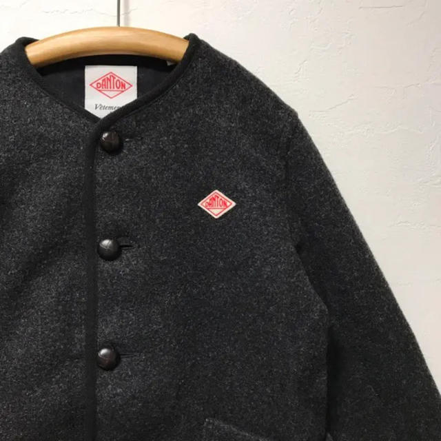 DANTON(ダントン)ウールモッサ ノーカラーブルゾン チャコール