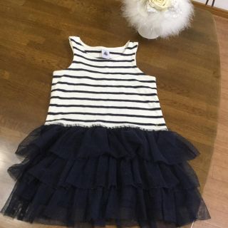 プチバトー(PETIT BATEAU)のプチバトー4a ボーダーチュールワンピース(ワンピース)