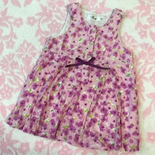 ベベノイユ(BEBE Noeil)の【あっち様専用】べべ ノイユ♡ リボン付き 花柄 バルーン ワンピース 80cm(ワンピース)