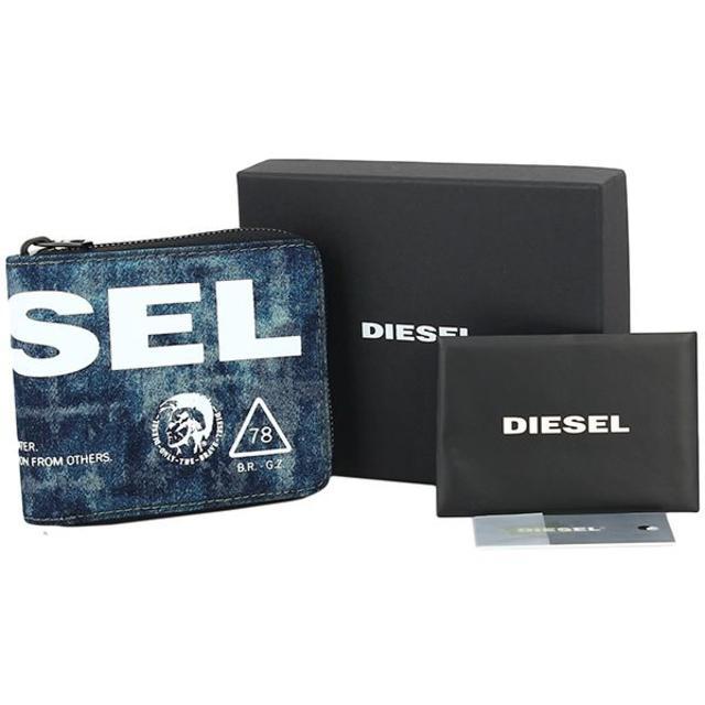 DIESEL(ディーゼル)のディーゼル ラウンドファスナー財布 コットンデニム インディゴ ブルー メンズのファッション小物(折り財布)の商品写真