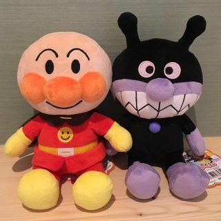 アンパンマン(アンパンマン)の【新品未使用】ふわりんスマイルぬいぐるみ　アンパンマン＆ばいきんまん セット(ぬいぐるみ/人形)