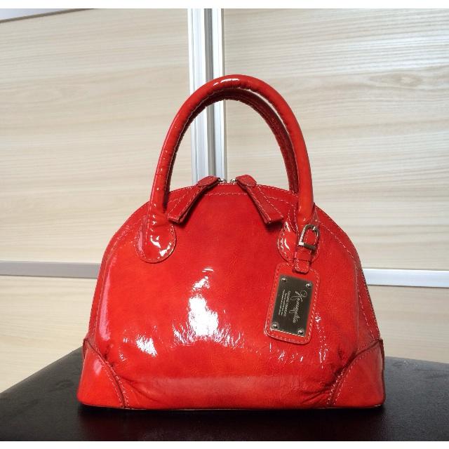 ❤︎美品❤︎ 銀座かねまつ エナメル パテント 赤 ハンドバッグ