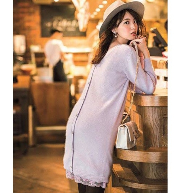 【美品】裾レースキャミ付3WAYニットワンピース薄紫/１サイズ