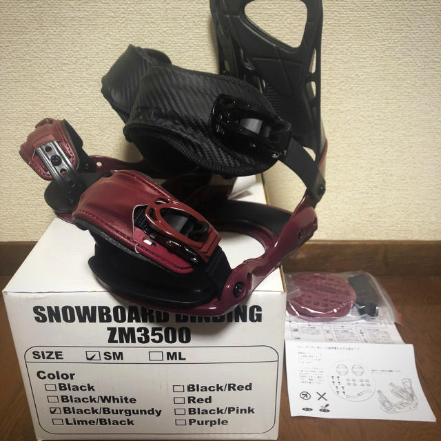 【新品】スノー ボード ビンディング 黒×エンジ SMサイズ zm3500