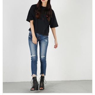 マウジー(moussy)のお値下げ♡moussy フリンジ クロップド スキニー デニム(デニム/ジーンズ)