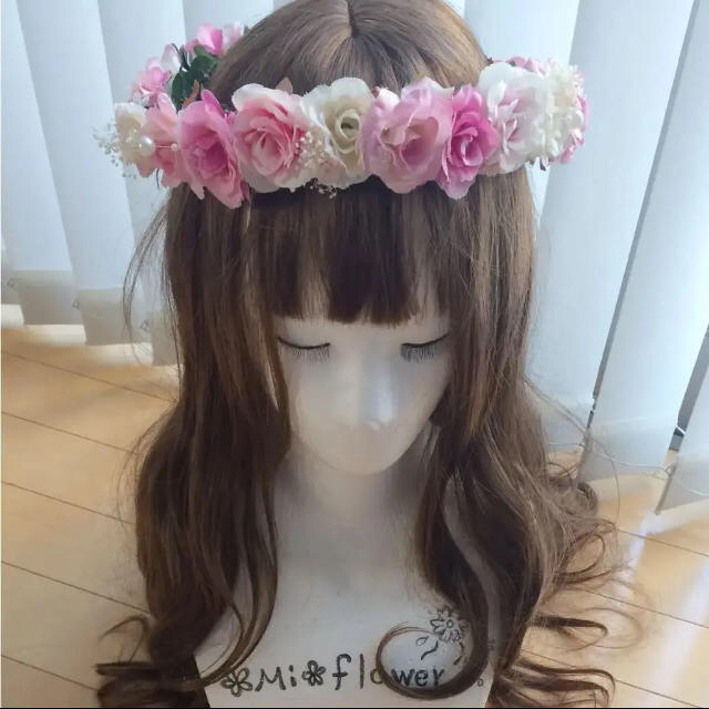 ライブ ヘッドドレス 花かんむり♡リストレット♡髪飾り 青の通販 by mi flower♡happy♡｜ラクマ カチューシ